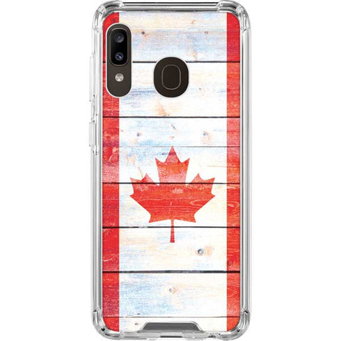 Canada Flag Light Wood Galaxy A30 Clear Case